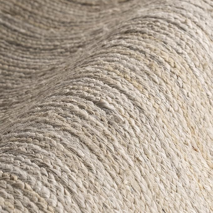 nuLOOM 5 Round Rigo Jute Hand Woven Area Rug, Off White, Solid Farmhouse Design, Natural Fiber, For Bedroom, Living Room, Dining Room, Hallway, Office, Kitchen, Entryway