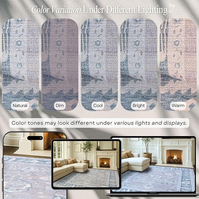 Fame Rugs Gray Modern Oushak Rug 6x9, Vintage Turkish Colorful Oriental Antique Inspired Washable Large Area Rugs, Luxury Living Room Bedroom (389GBB, 6' x 9')