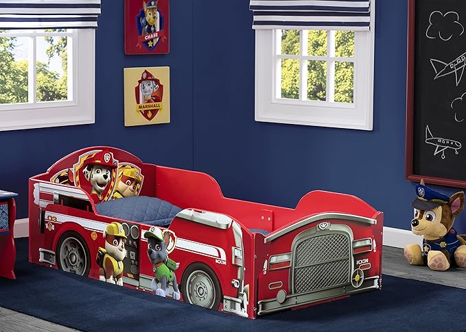 Delta Children Wood Toddler Bed, Nick Jr. PAW Patrol + Serta Perfect Slumber Dual Sided Recycled Fiber Core Toddler Mattress (Bundle)