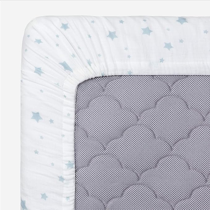 Newton Baby Fitted Crib Sheet (2-Pack) - Ultra Breathable and Soft, Organic Cotton, Fits All Standard Cribs, White Stardust