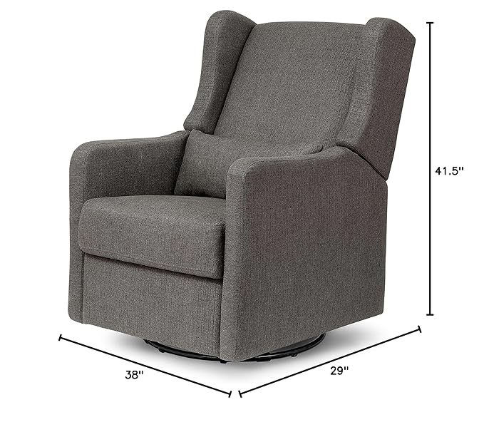 DaVinci Carter’s Arlo Glider Recliner Nursery Chair - Water & Stain Resistant Glider Rocking Chair for Nursery - GREENGUARD Gold, FSC & Certi-PUR US Certified - Cozy Swivel Rocker Recliner - Charcoal