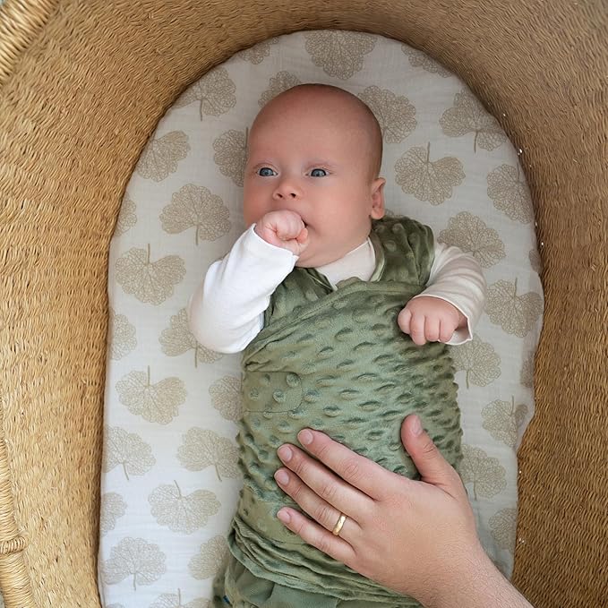 HALO Sleepsack Swaddle, 3-Way Adjustable Swaddle Blanket, TOG 3.0, Velboa, Olive Green Plush Dots, Small, 3-6 Months