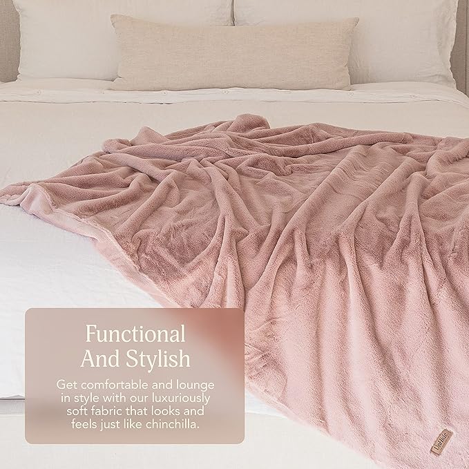 UnHide Cuddle Puddle - Faux Fur Blanket - Oversized, Lightweight, Extra Soft Blanket - Machine Washable - Add a Layer of Softness to Any Bed or Couch - 100” x 100” - Chocolate Hair