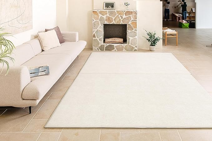 Ultra-Cushioned Premium Baby Play Mat - Jelly Terrazzo & Sage Beige - Made in Korea - Tummy Time Mat with Superior Shock Absorption, Non-Toxic Baby Floor Mats, Water Resistant, Reversible - 75"x51"