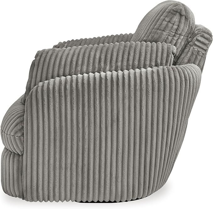 Signature Design by Ashley Tie-Breaker Swivel Glider Recliner, 2 Bolster Pillows, Hidden Storage, Fabric Upholstery, 41.38" W x 40.25" D x 39.75" H, Light Gray