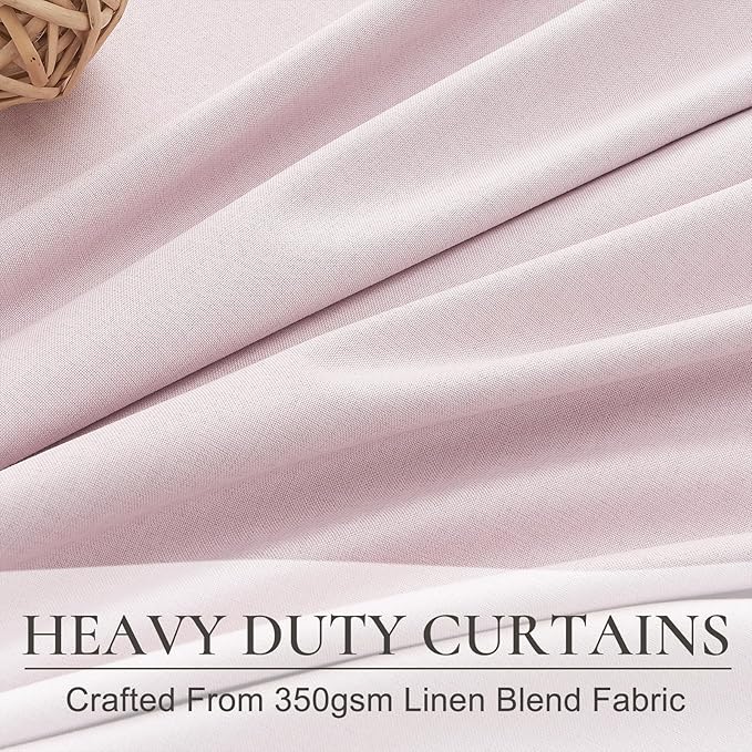 Kawaii Pink Blackout Curtains for Kids Bedroom 96 Inches Long 2 Panels Burg, Energy Efficient/Soundproof Pretty Dorm Curtains 8ft Linen Pleated Drapes for Hooks&Rod Pocket (50" W x 96" L)