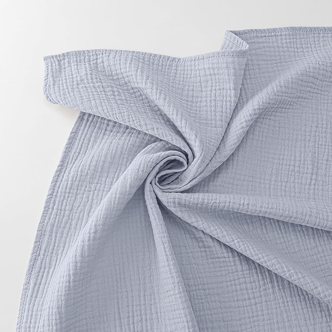 Bearmoss Muslin Swaddle Blankets, 40 x 38 inches Baby Swaddle for Boys and Girls, Soft Baby Blanket, 3 Pack Breathable Nursery Receiving Blankets (Bluemoon)