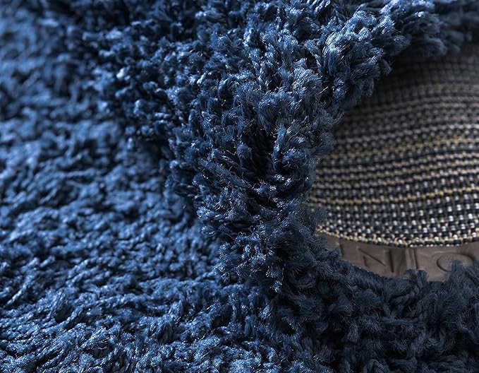 Unique Loom Solid Shag Collection Area Rug (2' 6" x 13' 1" Runner, Sapphire Blue/ Navy Blue)