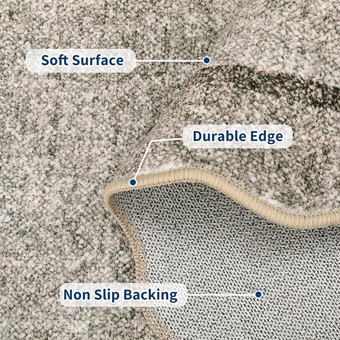 GarveeHome Scalloped Washable Rugs 10x13 Rug for Living Room Modern Bedroom Rug Brown Large Area Rug Non Slip Throw Rugs Soft Low Pile Stain Resistant Carpet for Dorm Dining Room 10'x13' Brown