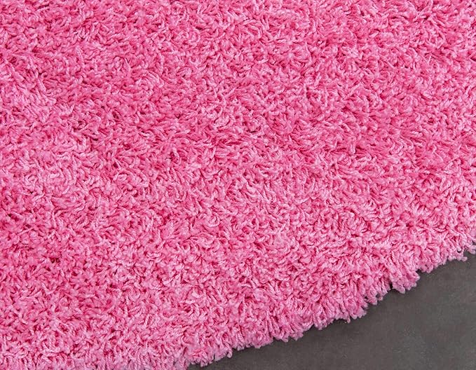 Unique Loom Solid Shag Collection Area Rug (8' Round, Taffy Pink)