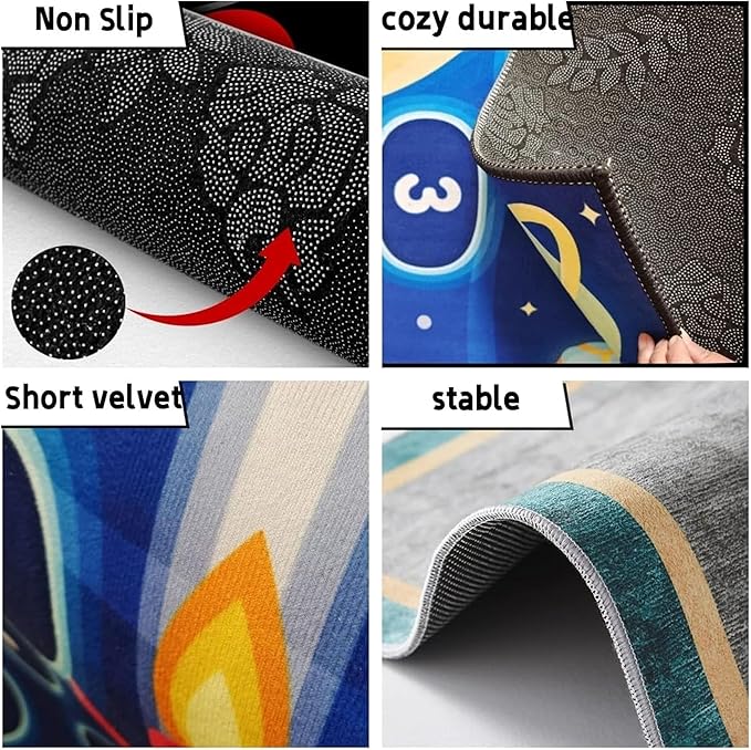 ABC & 123 Learning Rug for Kids 4x5ft - Color & Number Recognition Rug,Educational Non-Slip Floor Mat for Toddlers & Preschoolers,Washable Classroom Carpet, Nursery, Playroom Decor