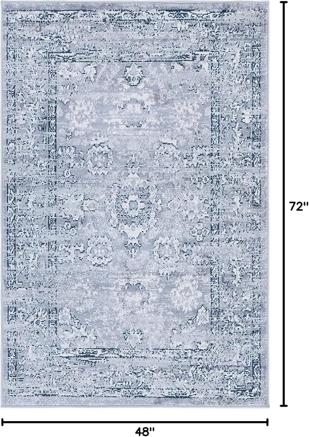 Rugs.com Charleston Collection Rug – 4' x 6' Gray Low-Pile Rug Perfect for Living Rooms, Large Dining Rooms, Open Floorplans
