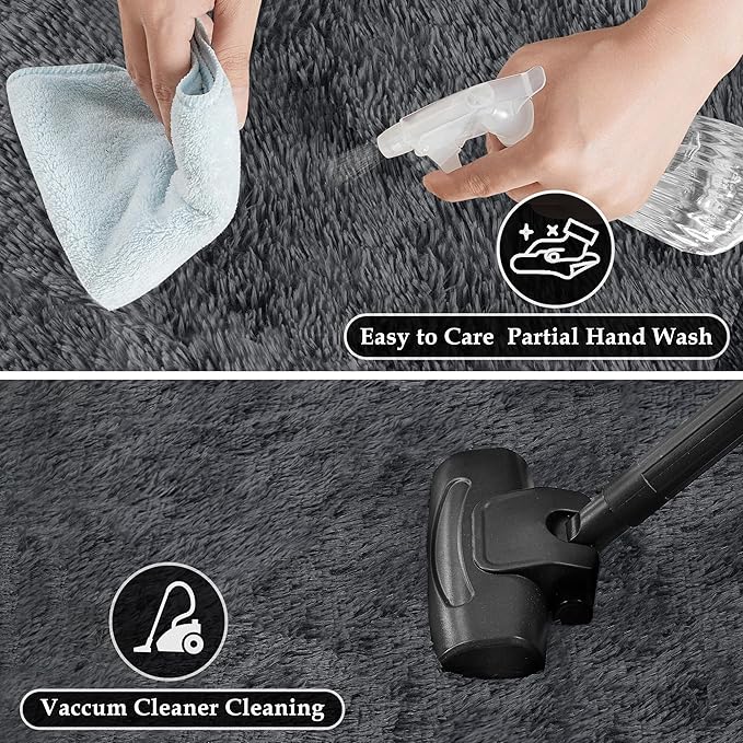 6x9 Area Rug for Living Room, Modern Grey Shag Shaggy Plush Carpet Washable Non-Slip Large Rug Super Soft Indoor Fuzzy Fluffy Carpet for Bedroom Home Aesthetic Decor