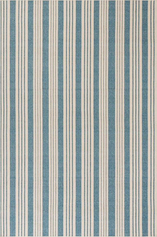 Dash & Albert Talos Blue Machine Washable Rug, 4 X 6 Feet, Blue/Ivory Stripe Pattern