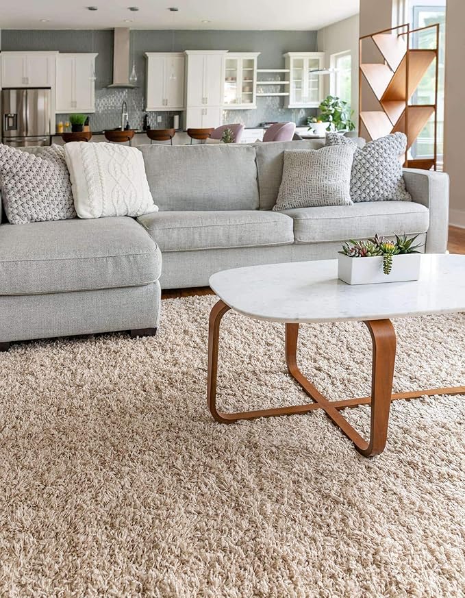 Unique Loom Solid Shag Collection Area Rug (10' x 13' 11" Rectangle, Taupe)