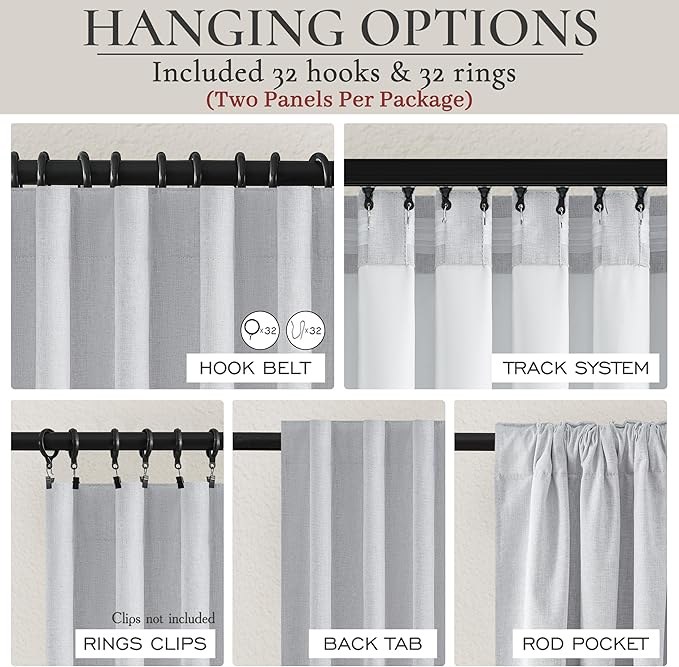 Light Grey Blackout Curtains 102 Inch Length 2 Panels Set for Bedroom, Modern Faux Linen Room Darkening Pleated Gray Burg with Rod Pocket Back Tab Insulated Curtain for Office Sunroom (50"Wx102"Lx2 )