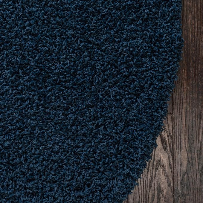 Unique Loom Solid Shag Collection Area Rug (3' 3" x 5' 3" Oval, Sapphire Blue/ Navy Blue)