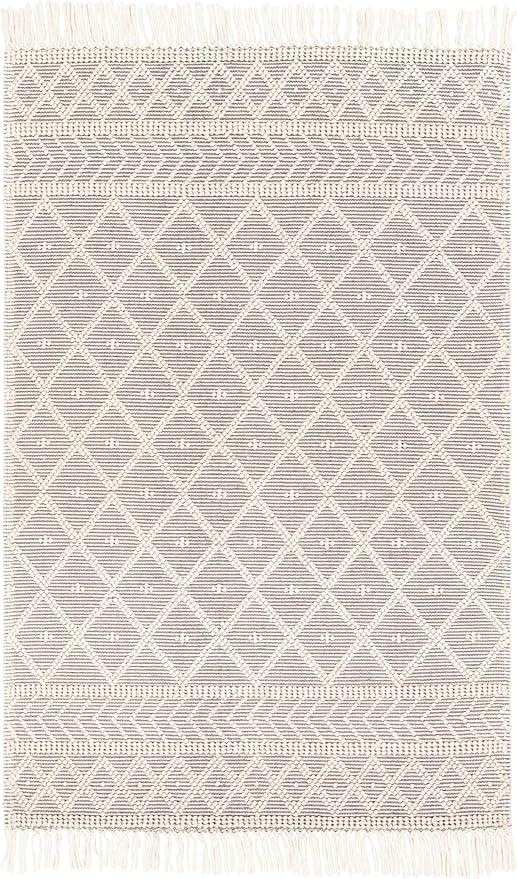 Mark&Day Wool Rugs, 9x12 Stevenage Cottage Ivory Area Rug, Ivory Charcoal Carpet for Living Room, Bedroom or Kitchen (8'10" x 12')