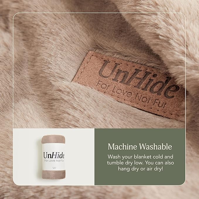 UnHide Lil’ Marsh - Faux Fur Blanket - Durable, Lightweight, Extra Soft Blanket - Machine Washable - Mocha Shar Pei, X-Small (34” x 44”)