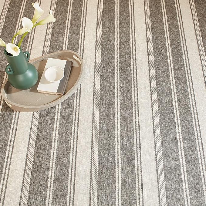 Dash & Albert Bowman Stripe Grey Machine Washable Rug, 2 X 3 Feet, Grey Stripe Pattern