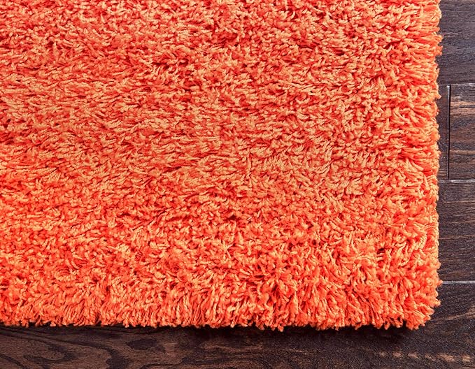 Unique Loom Solid Shag Collection Area Rug (9' x 12' Rectangle, Tiger Orange)