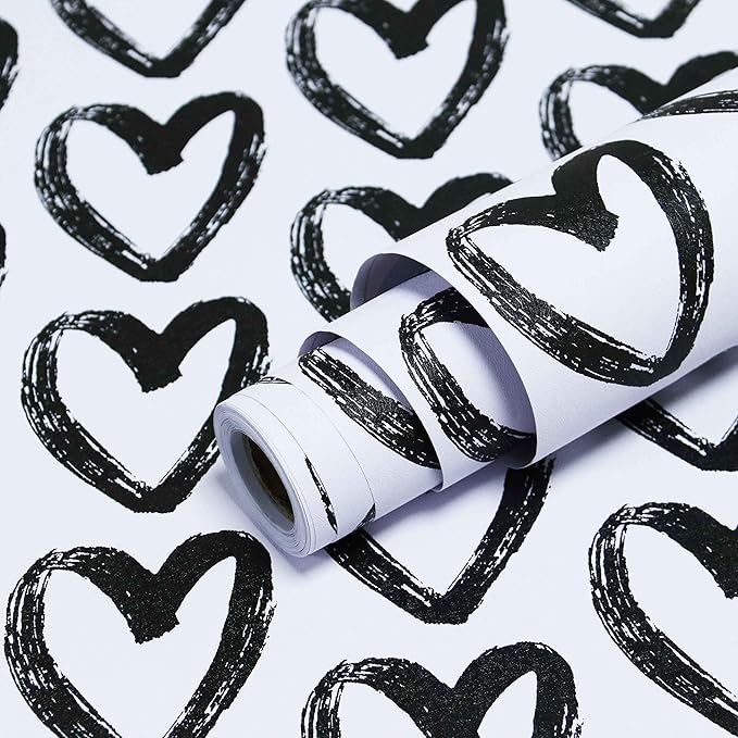 Timeet Black White Wallpaper - Peel & Stick 17.7"x118" Modern Wall Decoration