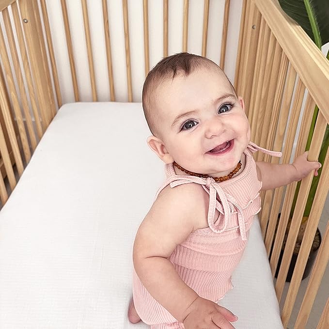 Newton Baby Fitted Mini Crib Sheets (2-Pack) | Organic Muslin Cotton, Breathable & Soft Baby Sheets, Washable Baby Mattress Sheets, Fits Mini Crib Mattresses 24" x 38", Plain White