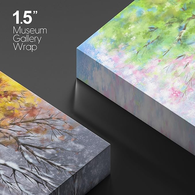 SIGNWIN Canvas Wall Art Four Seasons Fantasy Tree with Colorful Leaves Nature Illustrations Modern Chic Multicolor for Living Room, Bedroom, Office - 32"x48"