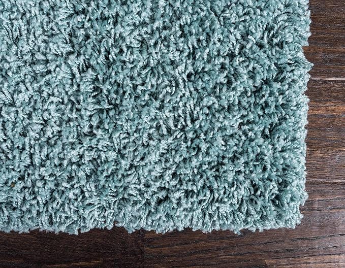 Unique Loom Solid Shag Collection Area Rug (2' 7" x 10' Runner Light Slate Blue)