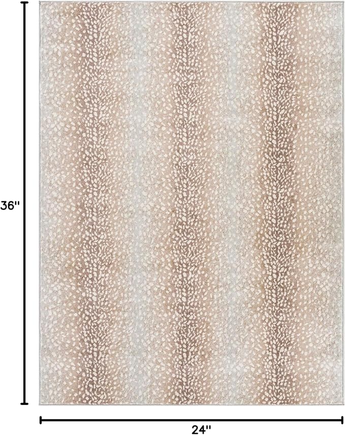 Livabliss Area Rugs - 2x3 Pablo Modern Antelope Print Camel Brown Area Rug for Living Room Bedroom - Animal Theme Non-Shedding Stain Resistant Carpet for Kitchen, Office (2' x 3')