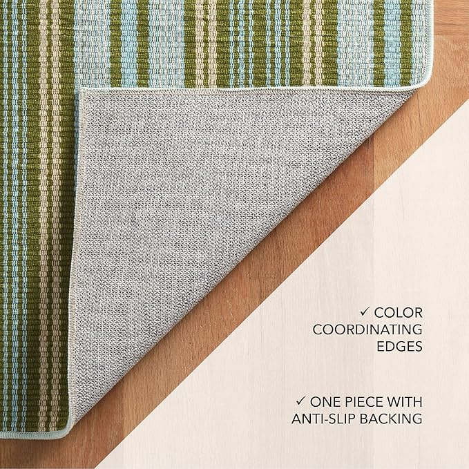 Dash and Albert Caravan Machine Washable Area Rug - 2.5' x 8' Runner Multicolor Stripe Washable Accent Rug Durable, High Traffic Area Hallway, Bedroom, Stairs