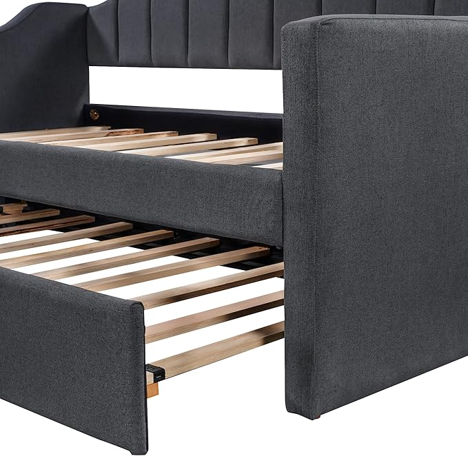 Bellemave Twin Upholstered daybed with Trundle, Sofa Bed Twin Size, daybed with Trundle for Adults, Kids, Girls, Teens, for Living Room, Black