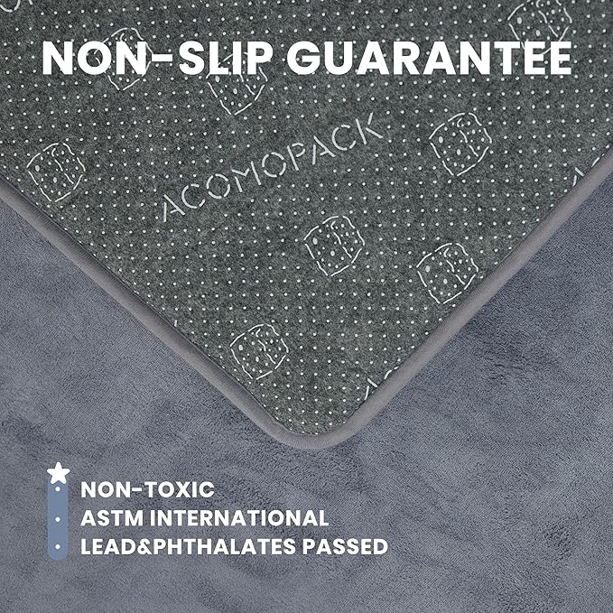ACOMOPACK 1.3" Thick Baby Play Mat for Floor 50x50"-Memory Foam Water-Repellent Playpen Mat for Tummy Time,Non-Slip Soft Velvet Nursery Rug for Kids,Toddlers,Infants Crawling（Grey）