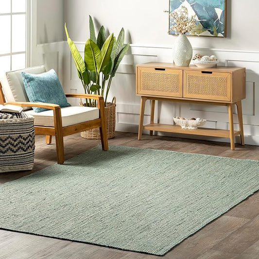 nuLOOM Rigo Green, 3' x 5', Handmade, Jute, Soft and Textured, High Traffic, Stain Resistant, Easy Clean, Durable Area Rug for Bedroom, Living Room, Dining Space, Den, Foyer, Entryway