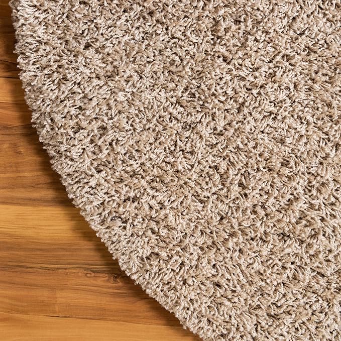 Unique Loom Solid Shag Collection Area Rug (8' x 10' Oval, Taupe)