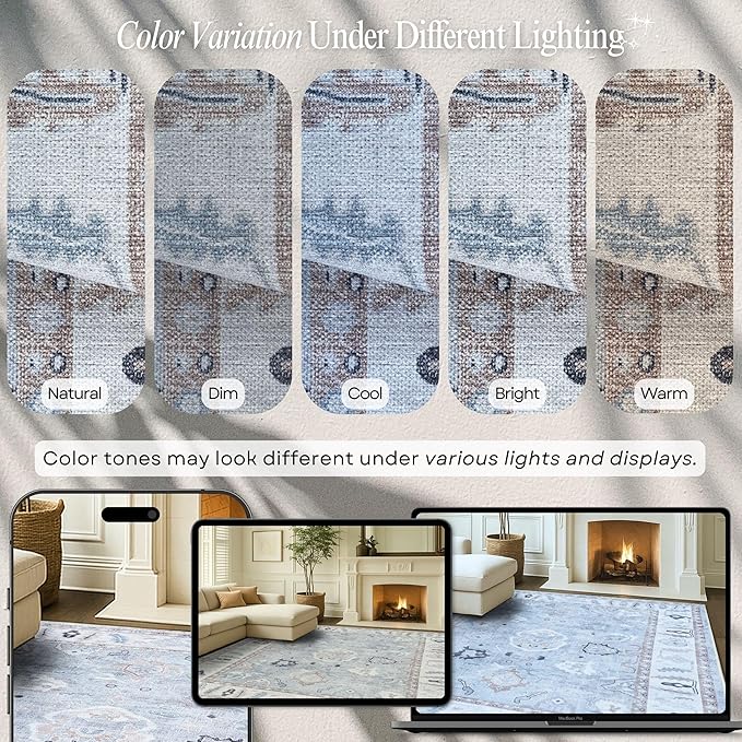Fame Rugs Gray Modern Oushak Rug 2'6"x10, Vintage Turkish Colorful Oriental Antique Inspired Foldable Long Washable Runner Rugs, Luxury Living Room Bedroom (Gbeige, 2'6" x 10')