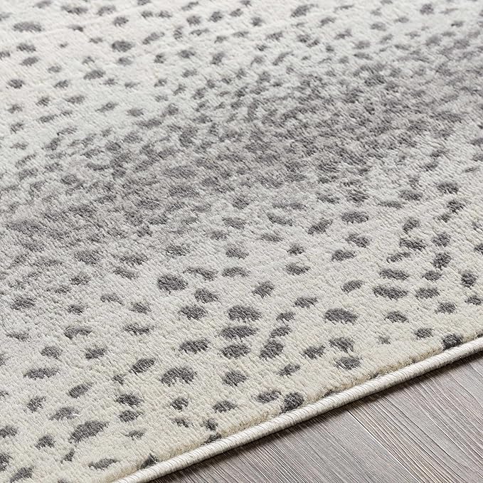 Hauteloom Leichhardt Modern Animal Print Area Rug for Living Room, Bedroom - Bohemain Leopard Print Carpet - Contemporary Antelope Print Rug - Light Gray, Dark Gray - 7'10" x 10' (8x10)