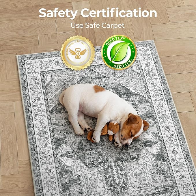 WITSHOCK Indoor Door Mat, Entrance Mat 2x3 Machine Washable Non Slip Backing Mat Soft Foldable,Vintage Rugs Mats, Inside Floor Mat Doormat, Gray