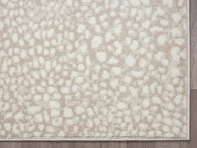 Abani Cream Cheetah Print Area Rug Rugs, Arto Collection - Contemporary Durable Accent Rug (6' Round)