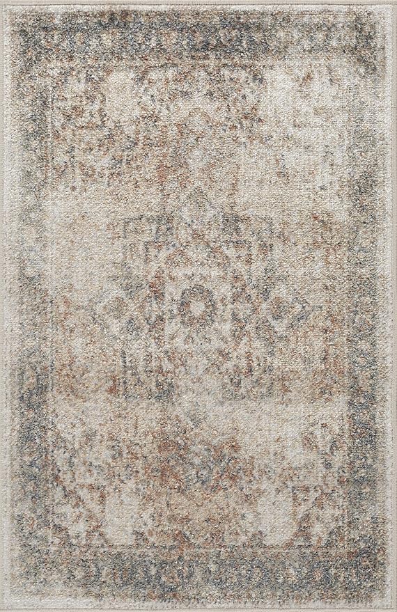 Mark&Day Washable Rugs, 2x4 Elkton Traditional Burnt Orange Area Rug, Oatmeal Gray Brown Carpet for Living Room, Bedroom or Kitchen (2'3" x 3'9", Machine Washable)