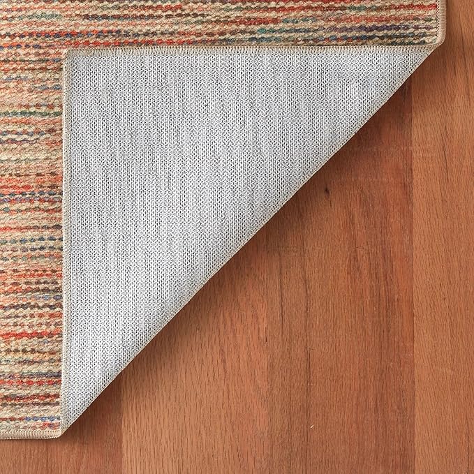 Dash & Albert Clay Multi Machine Washable Rug, 3 X 5 Feet, Multi Stripe Pattern