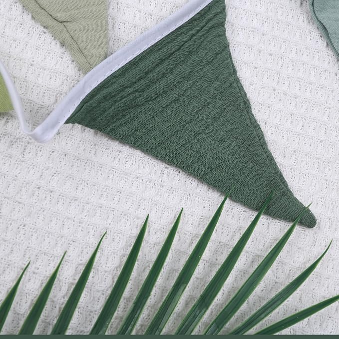 Pennant Banner Flags,Infant and toddler room decoration pennant,for Nursery Decor Baby Birthday Boho Wedding Shower Party Event (Green Theme Banner)