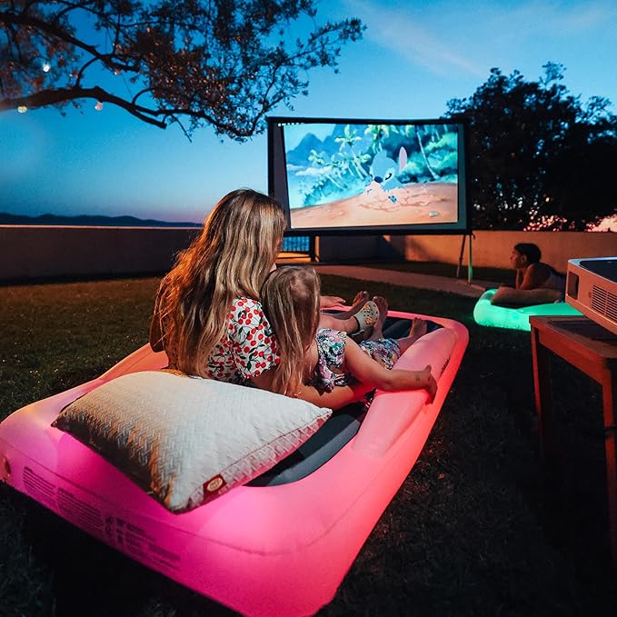 Inflatable Travel Bed LED Lights with Remote Portable Kids Bed Kids Air Mattress Twin Sized Mattress Blow up Bed Travel, Camping, Sleepovers Glowing Halo of Light Make Fear Disappear