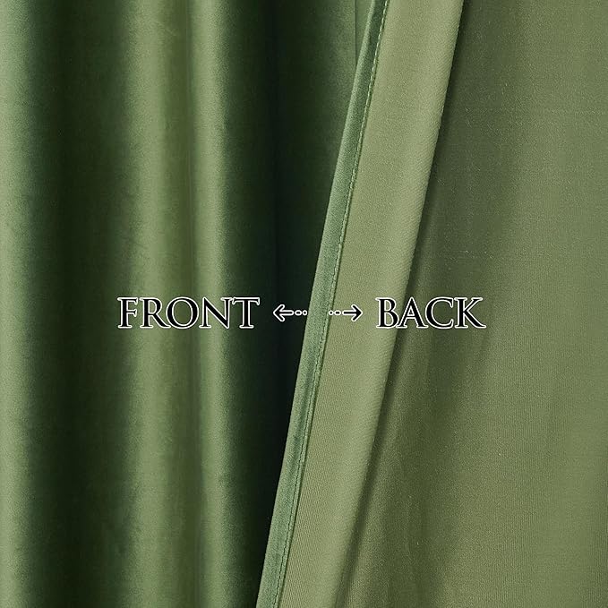 StangH Moss Green Velvet Pinch Pleated Curtains for Sliding Door, Super Soft Thermal Insulated Blackout Drapes 96 inch Luxury Decorative Backdrops for Hotel Hall Party, W52 x L96, 2 Panels