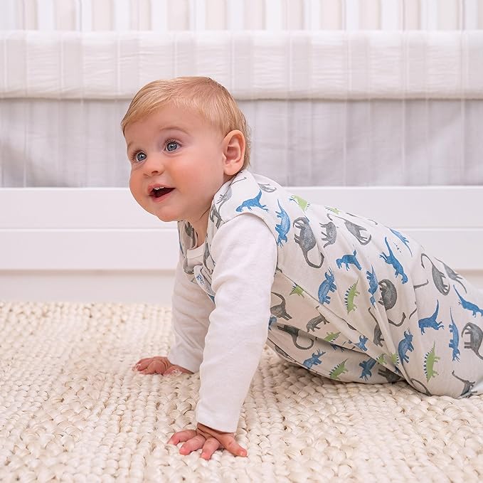 HALO SleepSack, 100% Cotton Wearable Blanket, Swaddle Transition Sleeping Bag, TOG 0.5, Watercolor Dinos, Small, 0-6 Months