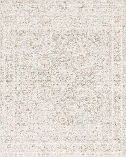 FMFUNCTEX Entryway Rug 2x3 Washable Beige Vintage Distressed Oriental Door Mat Non Slip Low Pile Indoor Carpet Soft Retro Small Throw Area Rugs for Entry Way Entrance Bedroom Kitchen Bathroom Laundry