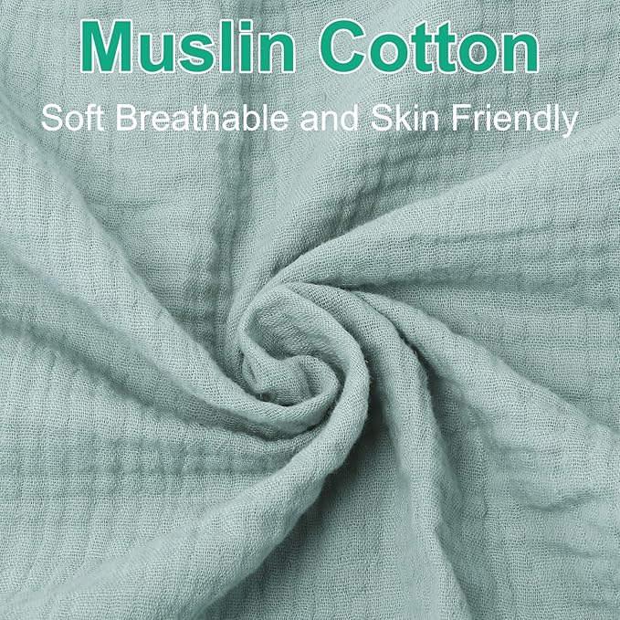 Muslin Fitted Crib Sheets for Girls & Boys-2 Pack 28"x 52" Soft Baby Mattress Sheet-No Slip Boho Neutral Breathable Toddler Cotton Bedding Sage Green & Beige