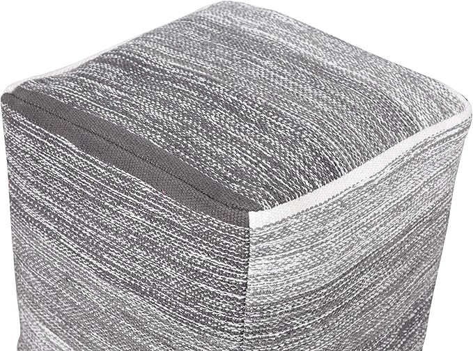 L.R. Resources Pablo Distressed Cubic Pouf Ottoman, 16" x 16", Grey