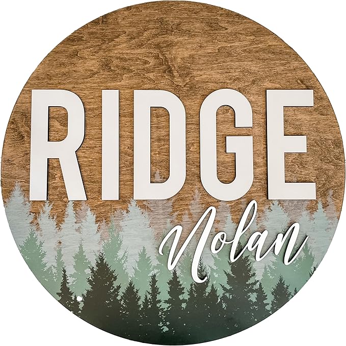 Round Name Sign For Nursery, Boho Nursery Sign, Family Name Signs, 3D Wall Art for Children & Kids Rooms, Baby Shower, First birthday gift