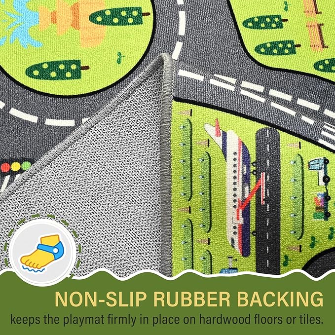 City Life Play Rugs, Educational and Fun Urban Road Play Mat for Kids, 72"x48" Non-Slip Playmat with Streets, Traffics & Buildings for Imaginative Play, Nursery and Playroom